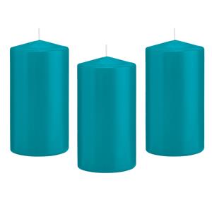Trend Candles Cilinderkaars/stompkaars - 12x - turquoise - 8 x 15 cm - 69 branduren -