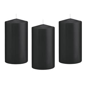 Trend Candles Cilinderkaars/stompkaars - 12x - zwart - 8 x 15 cm - 69 branduren -