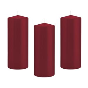 Trend Candles Cilinderkaars/stompkaars - 10x - bordeauxrood - 8 x 20 cm - 119 branduren -