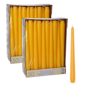 Conpax Candles 100x stuks dinerkaarsen donkergeel 25 cm -