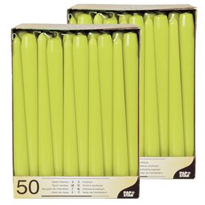 Conpax Candles 100x stuks dinerkaarsen lime groen 25 cm -