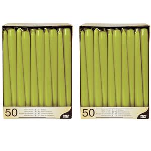 Conpax Candles 100x stuks dinerkaarsen olijf groen 25 cm -