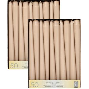 Conpax Candles 100x stuks dinerkaarsen taupe bruin 25 cm -