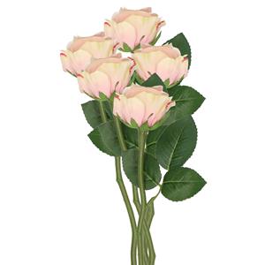 TopArt Kunstbloem roos Nina - 5x - lichtroze - 27 cm - kunststof steel - decoratie bloemen -