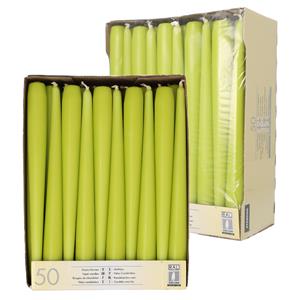 Conpax Candles Dinerkaarsen/kandelaarkaarsen Mega pack - 100x stuks - lime groen - Gotisch - 25 cm -
