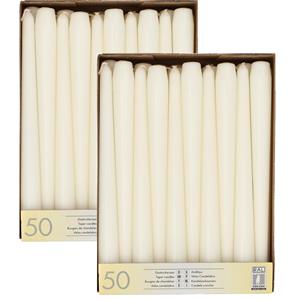 Conpax Candles Dinerkaarsen/kandelaarkaarsen Mega pack - 100x stuks - wit - Gotisch - 25 cm -