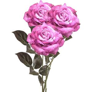 Emerald Kunstbloem roos Pascal - 3x - roze - 65 cm - decoratie bloemen -