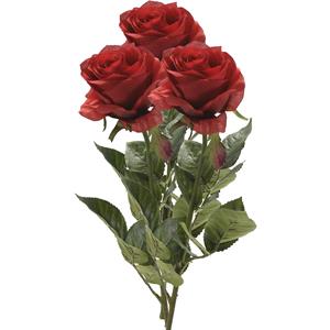 Emerald Kunstbloem roos Simone - 3x - rood - 73 cm - decoratie bloemen -