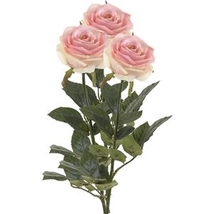 Emerald Kunstbloem roos Simone - 3x - roze - 73 cm - decoratie bloemen -