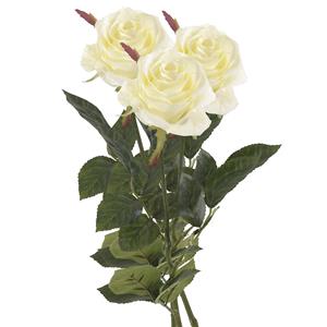 Emerald Kunstbloem roos Simone - 3x - wit - 73 cm - decoratie bloemen -