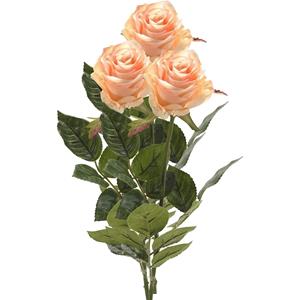Emerald Kunstbloem roos Simone - 3x - zalm kleurig - 73 cm - decoratie bloemen -