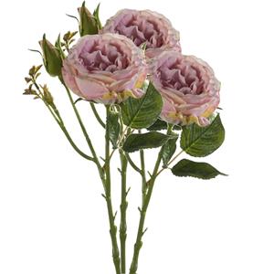 Emerald Kunstbloem roos Anne - 3x - paars - cm - decoratie bloemen -