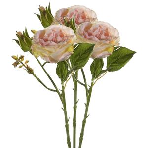 Emerald Kunstbloem roos Anne - 3x - perzik kleurig - cm - decoratie bloemen -
