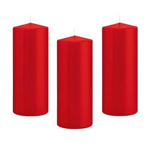 Trend Candles Cilinderkaars/stompkaars - 12x - rood - 8 x 20 cm - 119 branduren -