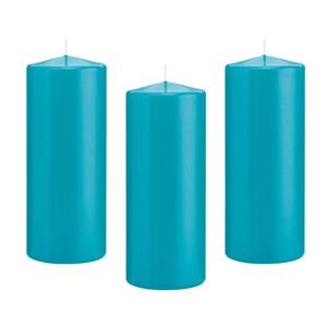 Trend Candles Cilinderkaars/stompkaars - 12x - turquoise - 8 x 20 cm - 119 branduren -
