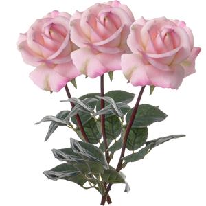 TopArt Kunstbloem roos Caroline - 3x - roze - 70 cm - zijde - kunststof steel - decoratie bloemen -