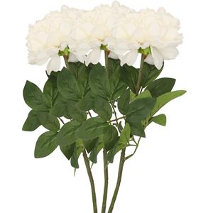 DK Design Kunstbloem pioenroos - 3x - creme - zijde - 71 cm - kunststof steel - decoratie bloemen -