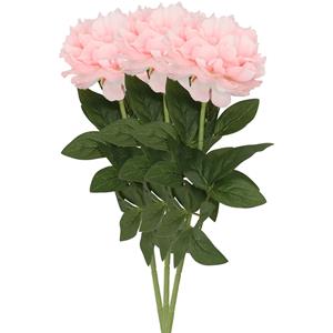 DK Design Kunstbloem pioenroos - 3x - licht roze - zijde - 71 cm - kunststof steel - decoratie bloemen -