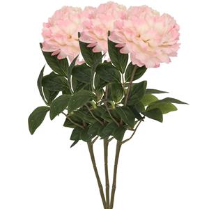 DK Design Kunstbloem pioenroos - 3x - zalm kleurig - zijde - 71 cm - kunststof steel - decoratie bloemen -