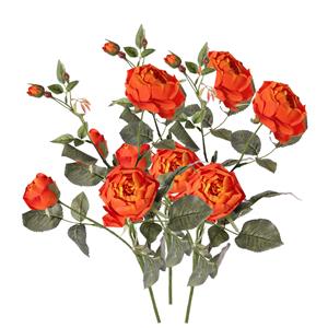 TopArt Kunstbloem roos Ariana - 3x - oranje - 73 cm - kunststof steel - decoratie bloemen -