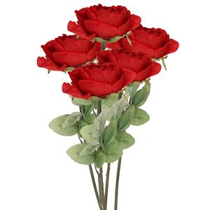 TopArt Kunstbloem roos Diana - 5x - rood - cm - kunststof steel - decoratie bloemen -
