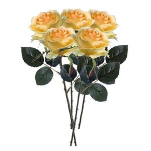 Emerald Kunstbloem roos Simone - 5x - geel - 45 cm - decoratie bloemen -