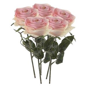 Emerald Kunstbloem roos Simone - 5x - licht roze - 45 cm - decoratie bloemen -
