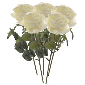 Emerald Kunstbloem roos Simone - 5x - wit - 45 cm - decoratie bloemen -