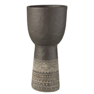 J-Line Pot Gat Decoratie Etnisch Cement Grijs Large