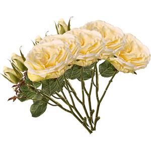 TopArt Kunstbloem roos Little Joy - 5x - geel - cm - kunststof steel - decoratie bloemen -