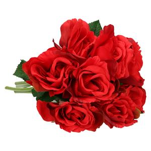 Mica Decorations Kunstbloem roos Emy - 8x - rood - 31 cm - kunststof - decoratie bloemen -