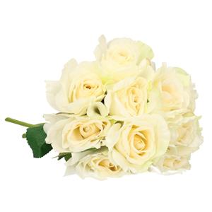 Mica Decorations Kunstbloem roos Emy - 8x - wit - 31 cm - kunststof - decoratie bloemen -