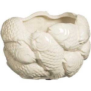 Leen Bakker Bloempot Vis - off-white - keramiek - 12,3x17,3x17,5 cm
