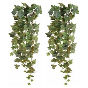 Emerald kunstplant/hangplant - 2x - Klimop/hedera - groen - 70 cm lang -