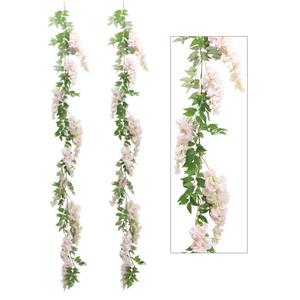 Chaks Blauweregen/wisteria - 2x - slinger - kunstbloemen - roze - 110 cm - kunstplanten -