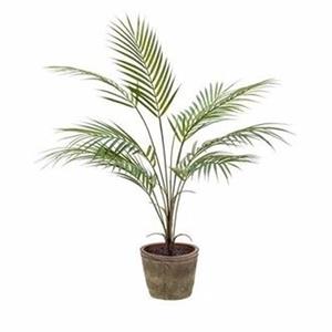 Merkloos Kunstplant palm groen in oude ronde terracotta pot 70 cm -
