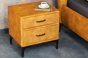 Invicta Interior Design nachtkastje BOUTIQUE 50cm mosterdgeel fluweel twee lades - 41668