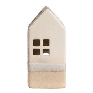 Leen Bakker Waxinelichthouder Huis - beige - 20x9x7 cm