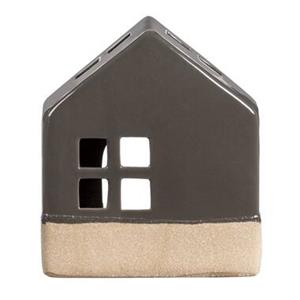 Leen Bakker Waxinelichthouder Huis - antraciet - 14x12x7 cm