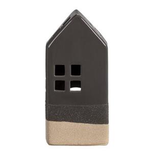 Leen Bakker Waxinelichthouder Huis - antraciet - 20x9x7 cm