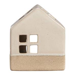 Leen Bakker Waxinelichthouder Huis - beige - 14x12x7 cm
