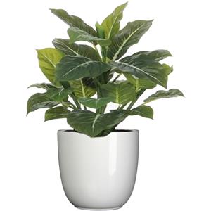 Mica Decorations Groene Philodendron kunstplant 49 cm in bloempot wit Dia 14.5 cm -