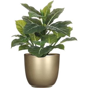 Mica Decorations Groene Philodendron kunstplant 49 cm in bloempot goud Dia 14.5 cm -