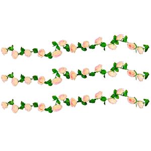 Chaks Rozen bloemenslinger - 3x - kunstplant/bloem - roze - 220 cm -