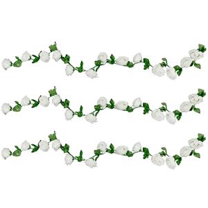Chaks Rozen bloemenslinger - 3x - kunstplant/bloem - wit - 220 cm -