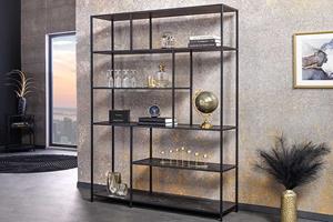 Invicta Interior Moderne boekenkast SLIM LINE 185x135cm antraciet zwart marmer design metaal - 44322