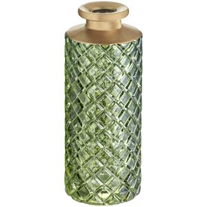 Vaas Agnita; 5.5x13 cm (ØxH); groen/goud; 4 stuk / verpakking
