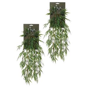 Louis Maes kunstplanten - 2x - Bamboe - groen - hangende takken bos van cm -