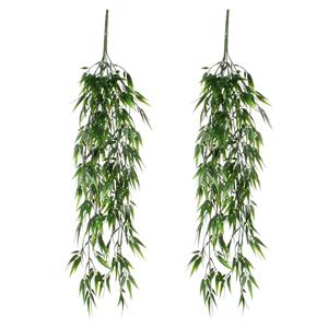 Mica Decorations Set van 2x stuks bamboe kunstplant hangend 76 cm - Plafond of vanaf kast -
