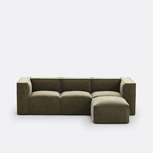 LA REDOUTE INTERIEURS Modulaire zetel, 3-zit en poef, vintage fluweel Seven